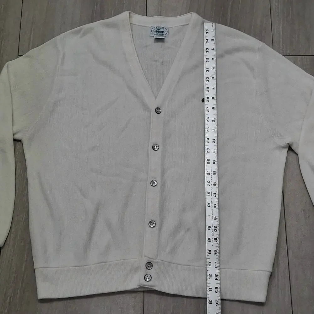 Vintage Izod Lacoste Cardigan Sweater Men’s Size L White 90s Retro Kurt Cobain